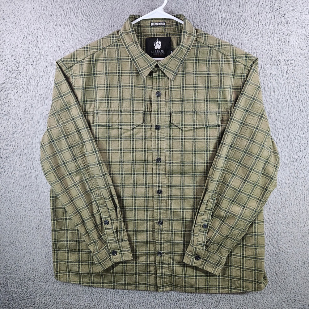 Alaskan Hardgear Duluth Mens 2XL Plaid Button Down Shirt Untucked Olive Green - Picture 1 of 11